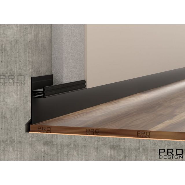ТЕНЕВОЙ ПЛИНТУС СКРЫТОГО МОНТАЖА PRO DESIGN 7209 ЧЕРНЫЙ МУАР RAL 9005 2700 мм