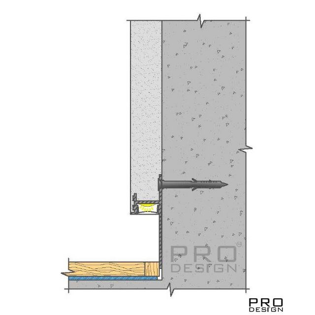 ТЕНЕВОЙ ПЛИНТУС СКРЫТОГО МОНТАЖА PRO DESIGN 7209 КРАШЕННЫЙ ПО RAL 2700 ММ