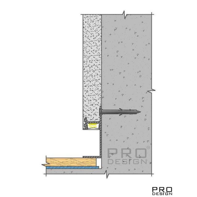 ТЕНЕВОЙ ПЛИНТУС СКРЫТОГО МОНТАЖА PRO DESIGN 7210 ЛЮБОЙ ЦВЕТ ПО RAL 9005 2700 ММ