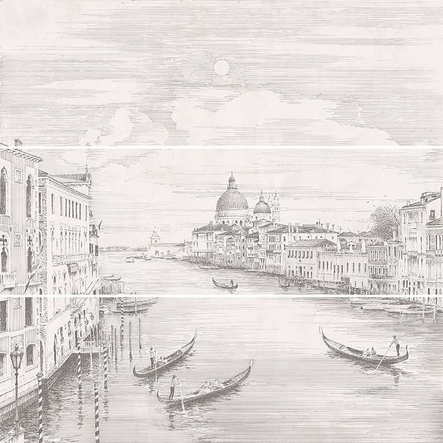 Керама марацци Панно Город на воде Venice матовый (из 3 ч. разм. 25х75) обрезной 75х75